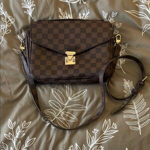 Brown Checkered Shoulder Bag